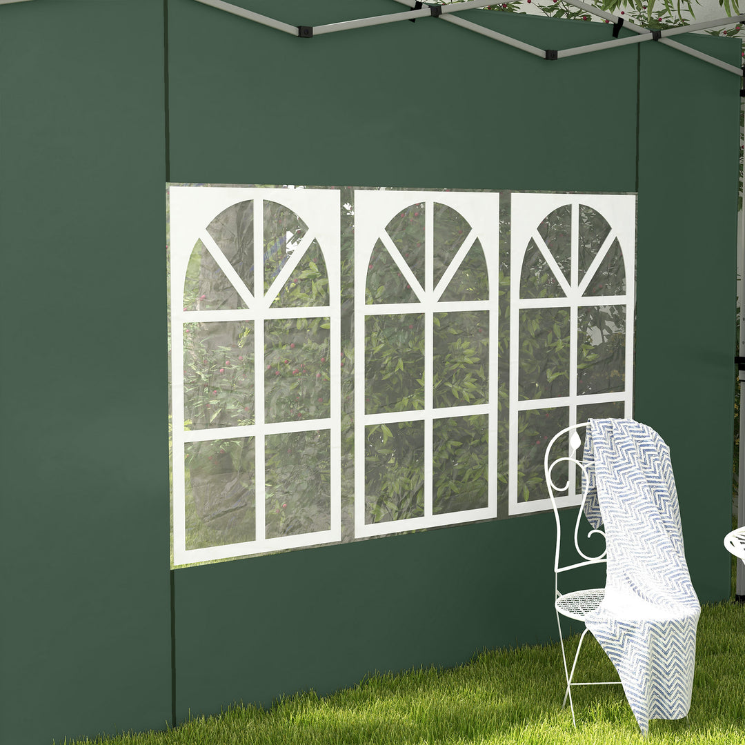 Gazebo Side Panels, Sides Replacement with Window for 3x3(m) or 3x4m Pop Up Gazebo, 2 Pack, Green