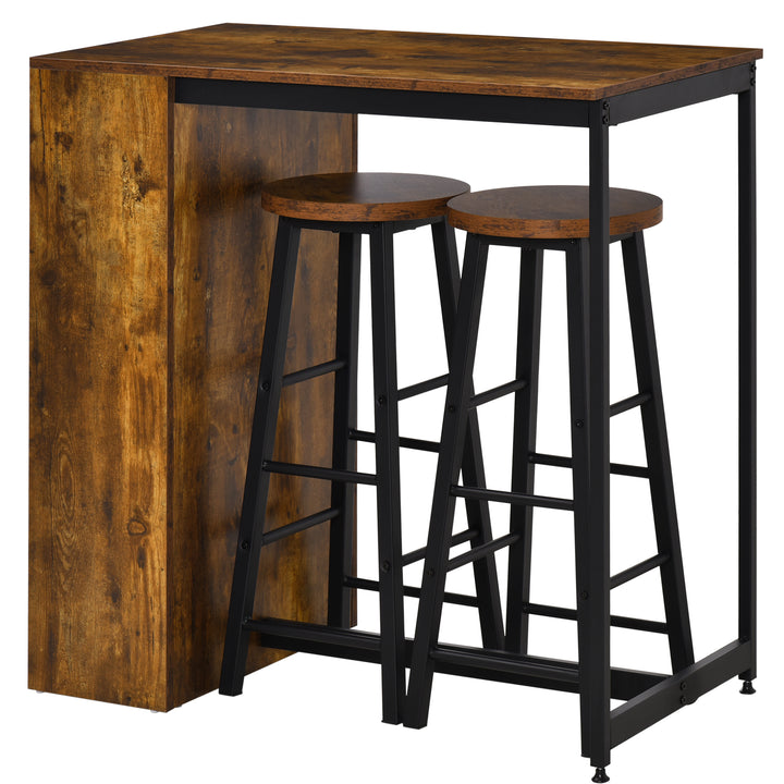 Industrial Bar Table Set for 2, Table with Bar Stools & Storage Shelf