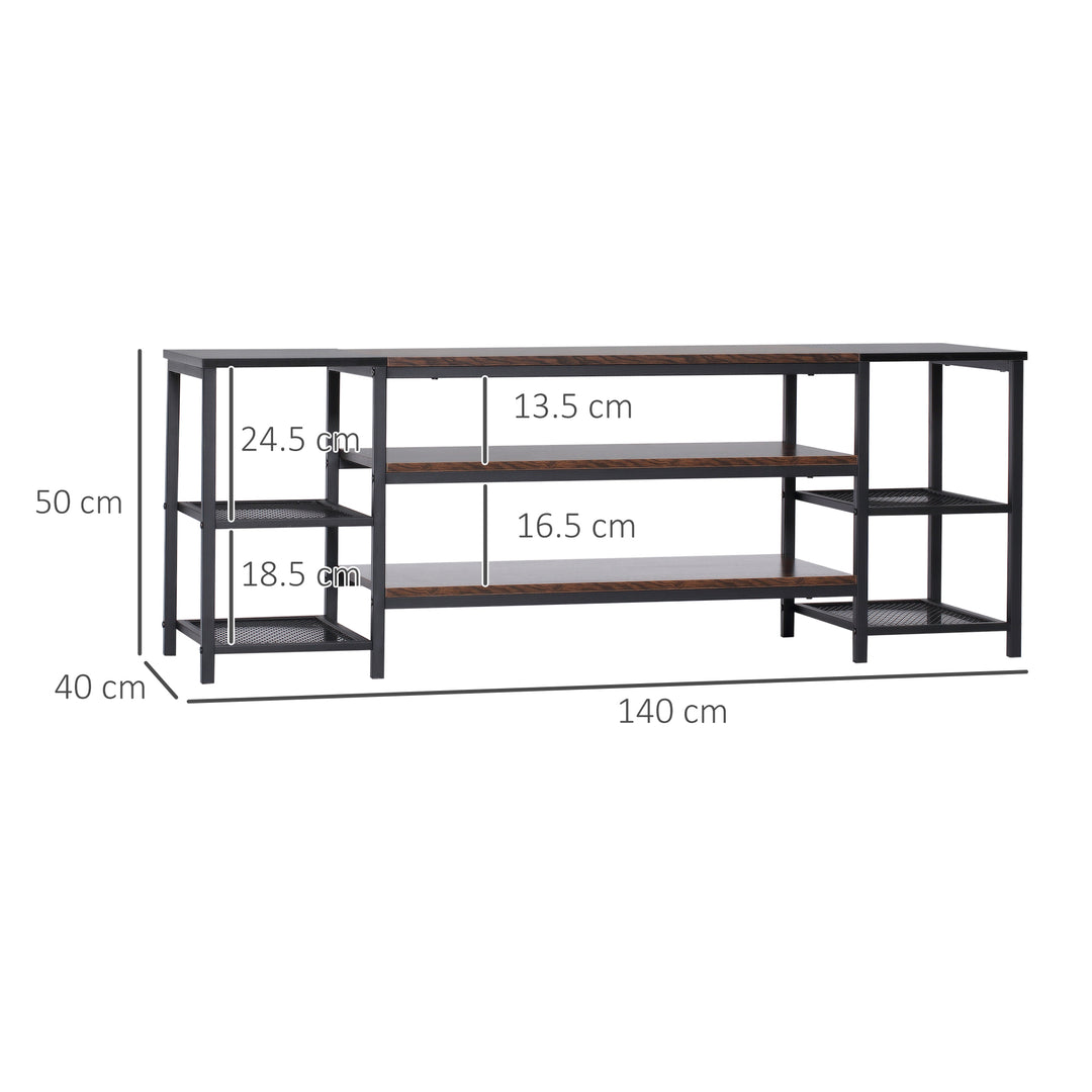 TV Unit Cabinet for TVs up to 65 Inches, Industrial TV Stand with Storage Shelves for Living Room, Brown and Black