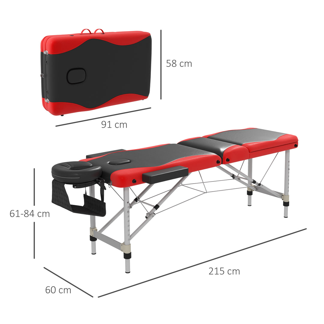 Foldable Massage Table Professional Salon SPA Facial Couch Bed Black and Red