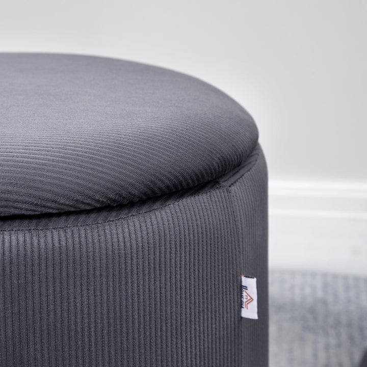 Modern Storage Ottoman with Removable Lid, Fabric Storage Stool, Foot Stool, Dressing Table Stool, Set of 2, Grey