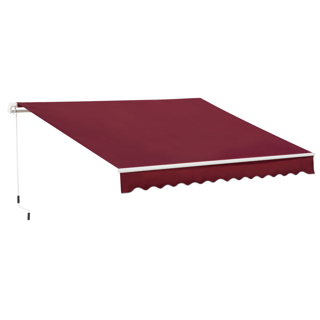 4x2.5m Garden Patio Retractable Manual Awning Window Door Sun Shade Canopy with Fittings and Crank Handle Wine Red