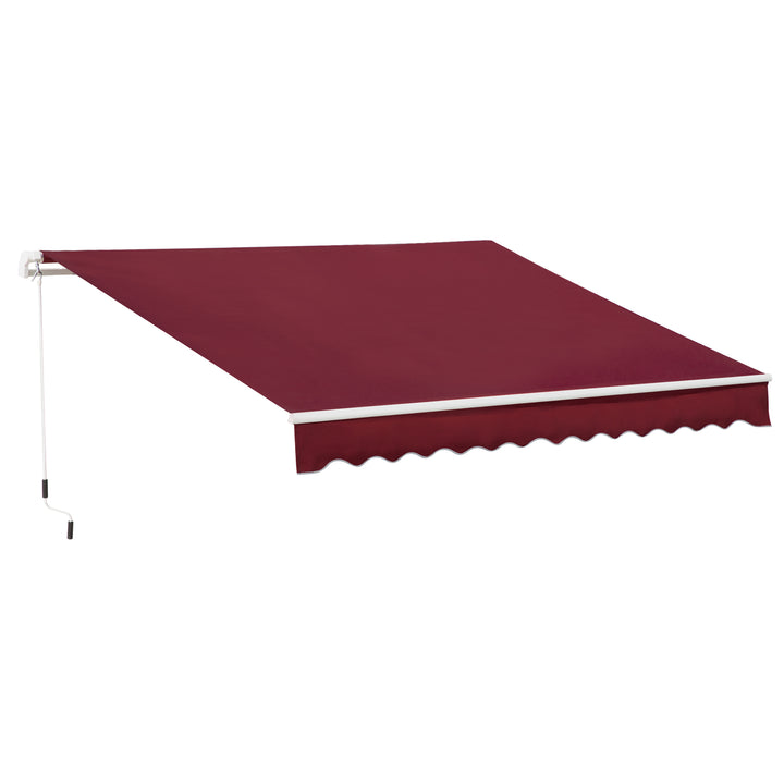 4x2.5m Garden Patio Retractable Manual Awning Window Door Sun Shade Canopy with Fittings and Crank Handle Wine Red