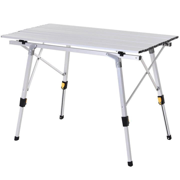 3FT Folding Aluminium Picnic Table Portable Camping BBQ Table Roll Up Top with Carrying Bag Silver