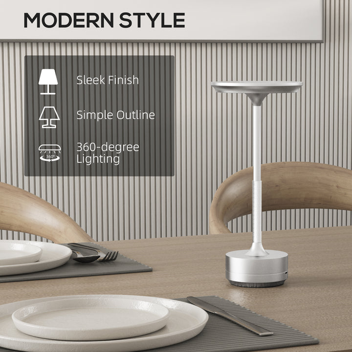 Cordless Table Lamp, Touch LED Desk Lamp with 4000mAh Rechargeable Battery, Silver