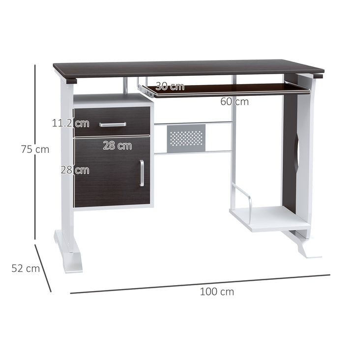 Computer PC Desk with Sliding Keyboard Tray Storage Drawers and Host Box Shelf Home Office Workstation Gaming Study (Black walnut)