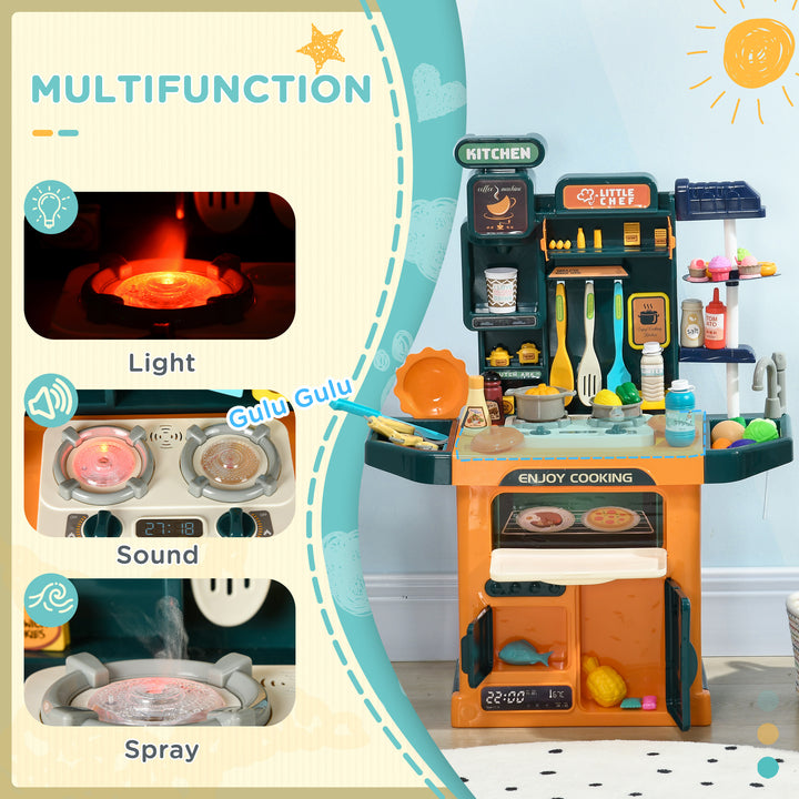 Toy Kitchen, 77 Pieces Kids Play Kitchen Role Playing Game with Sound and Light