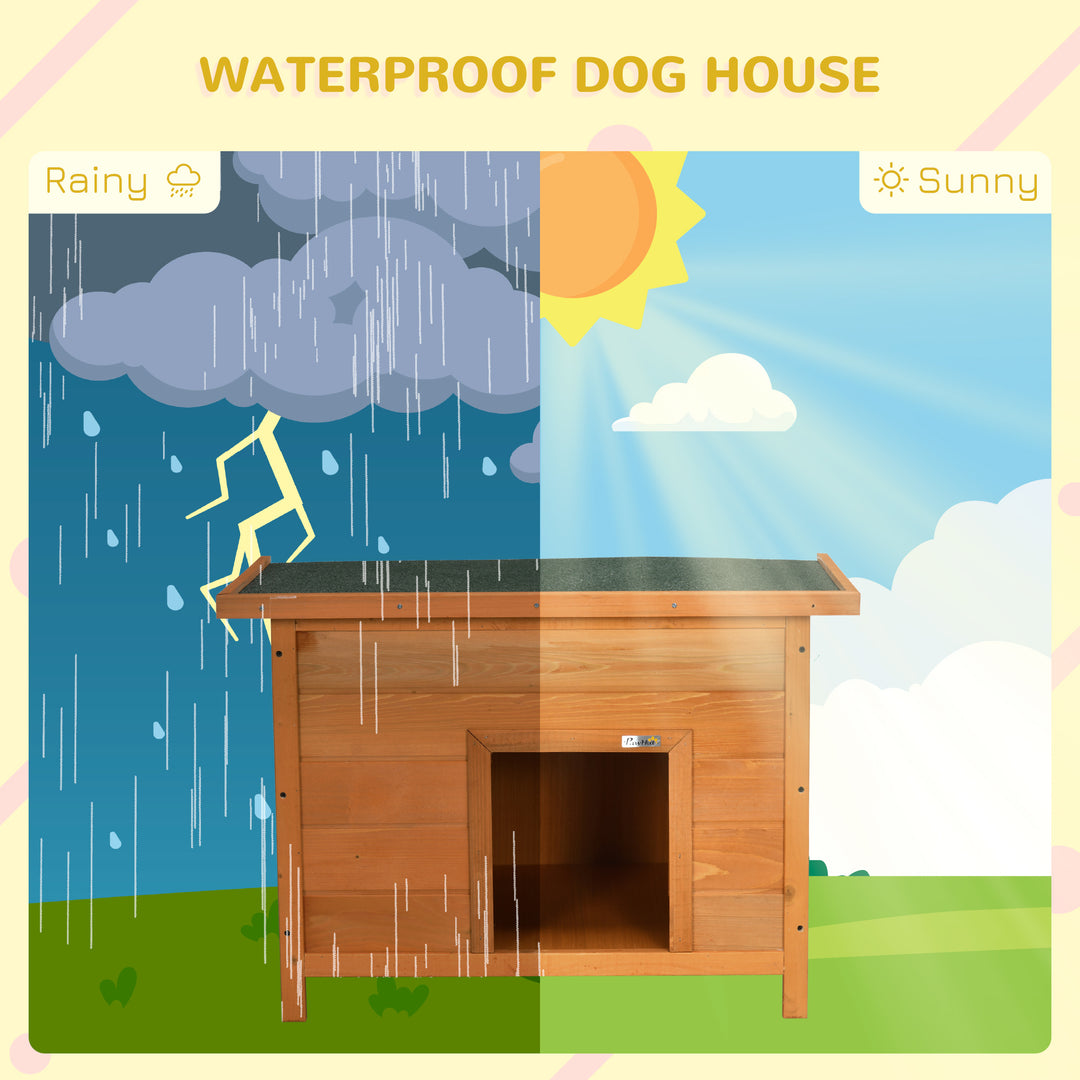 Pawhut 85cm Elevated Dog Kennel Wooden Pet House Outdoor Waterproof