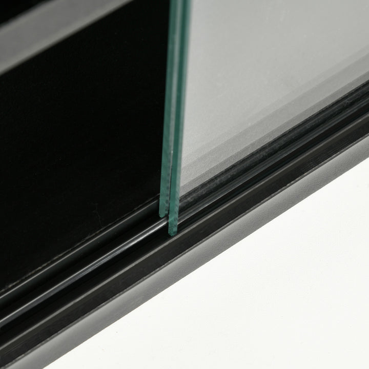 Particle Board 5-Tier Glass Door Display Cabinet Black