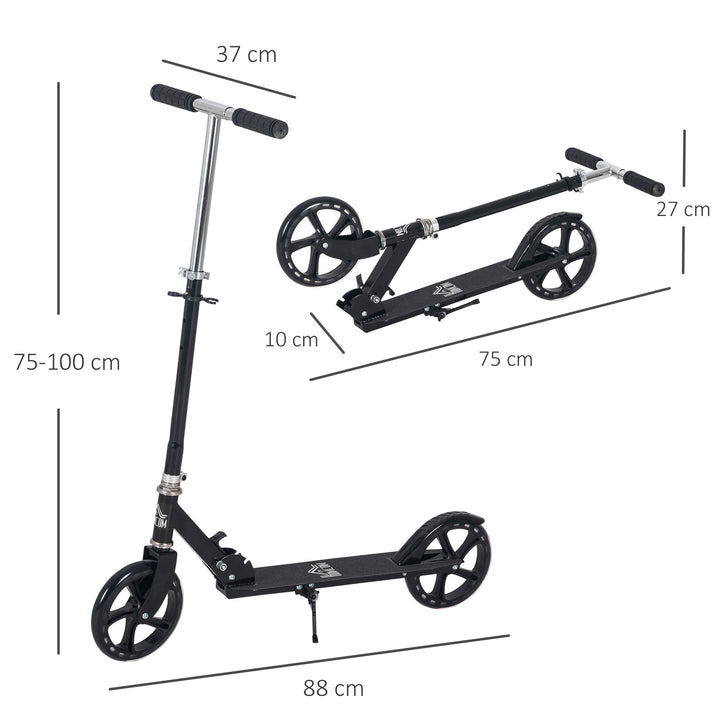 HOMCOM Kids Scooter for Ages of 3-8 Years Adjustable Height Teens Ride On Toy for Kids Boys Girls Foldable Design Rear Breaking Black