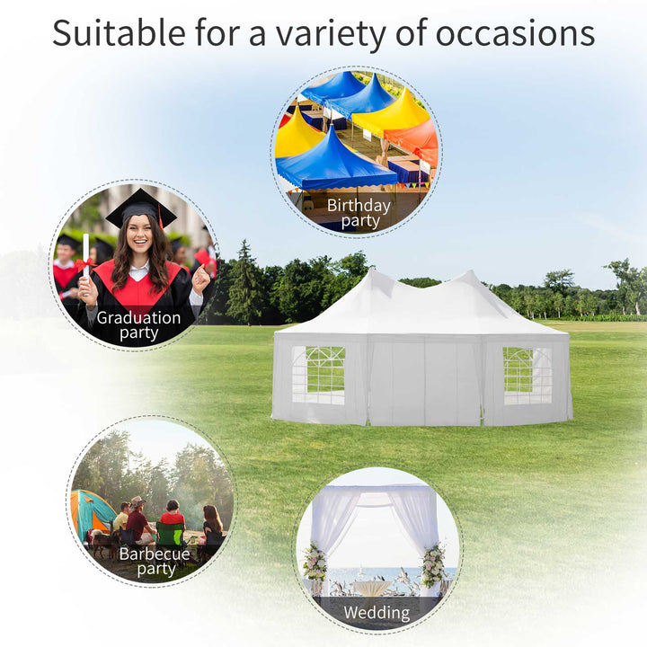 6.8m x 5m Octagonal Party Tent / Wedding Marquee-White