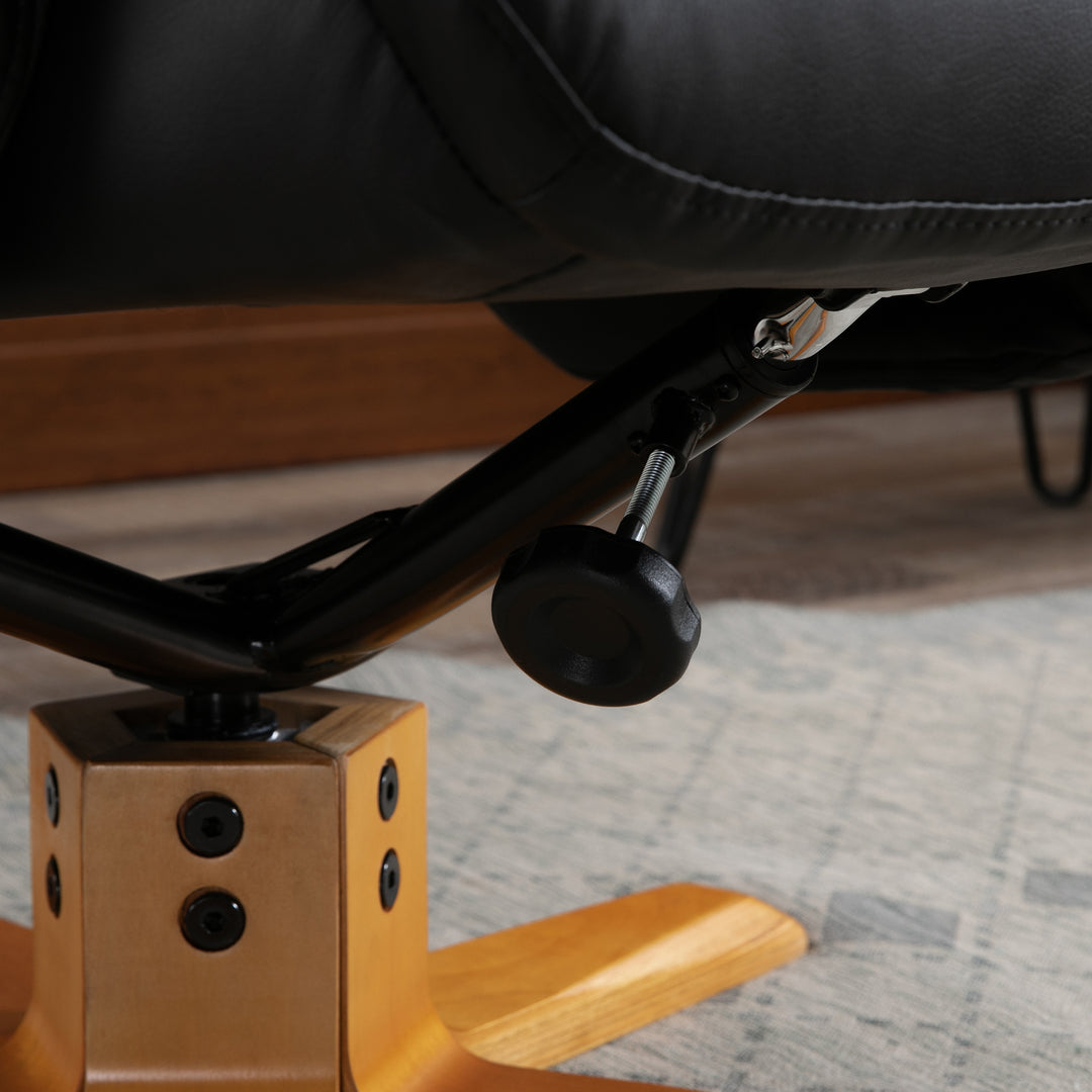 Massage Sofa Leather W/ Footrest Stool- Black
