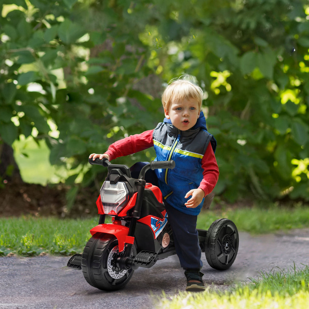 Motorcycle Design 3 in 1 Toddler Trike, Balance Bike with Headlight-Red