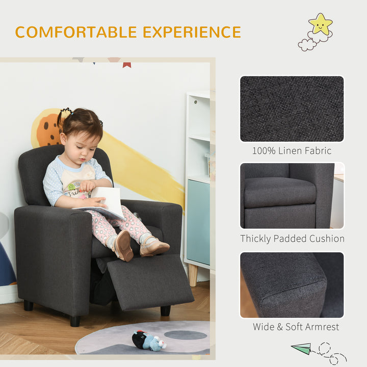 Kids Sofa Armchair with Footrest for Playroom-Grey
