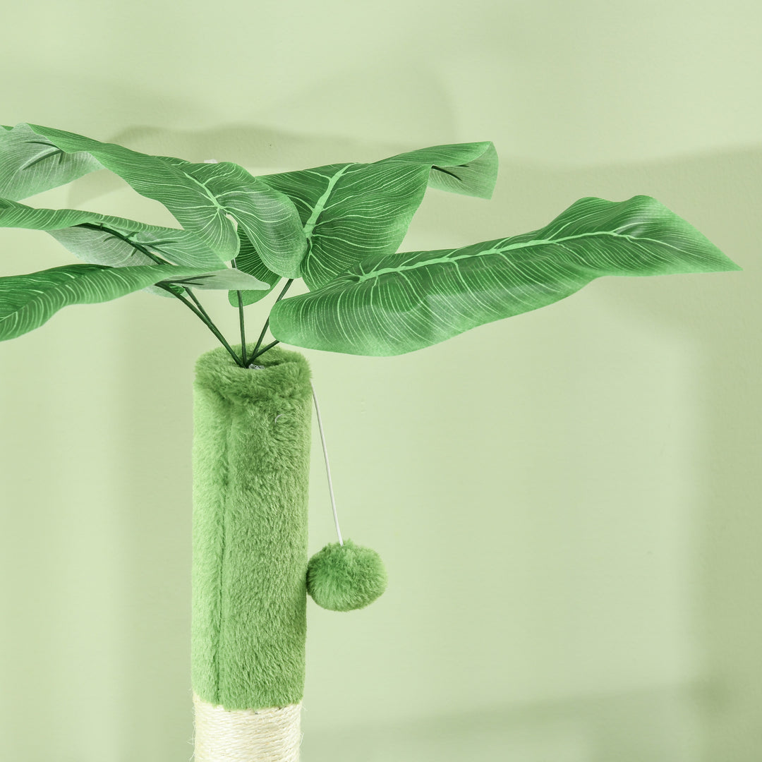 Cat Tree Tower, with Scratching Post, Hammock, Toy Ball, Platforms - Green