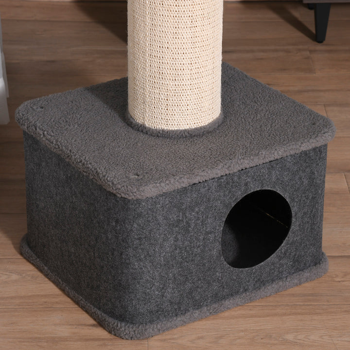 PawHut Cat Tree Kitten Tower Multi-level Activity Centre Pet Furniture with Sisal Scratching Post Condo Plush Perches Grey