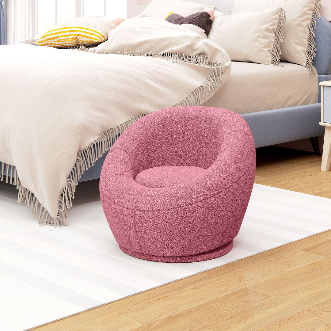 Modern Accent Chair, Swivel Upholstered Armchair-Pink