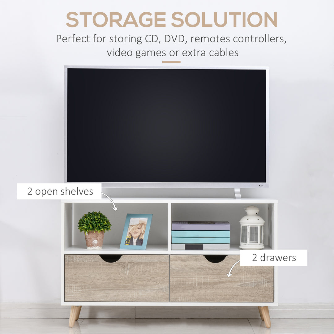 HOMCOM Particle Board TV Media Unit White/Oak