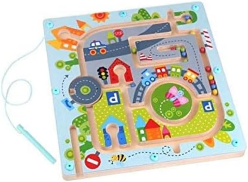 Tooky Toys 921 TKC458 EA Wooden City Maze, Multicolor