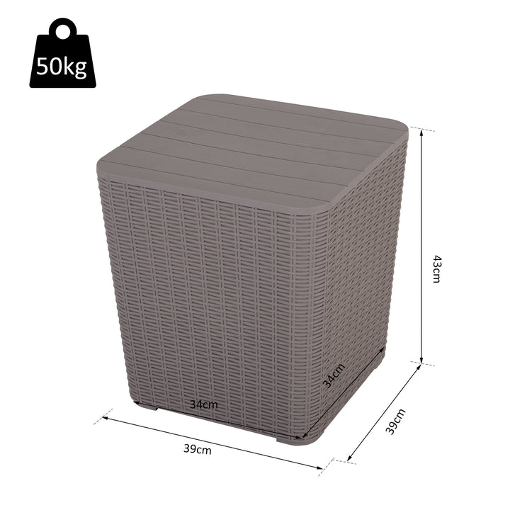 50L Outdoor Rattan-Effect Lift-Top Ice Cooler Table Grey