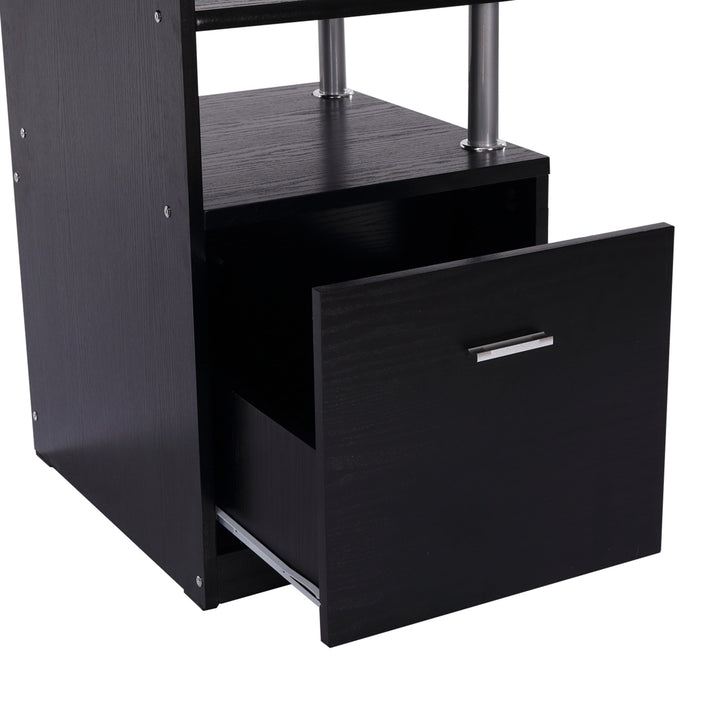 Computer Desk PC Workstation with Drawer Shelves CPU Storage Rack Home Office Furniture (BLACK)