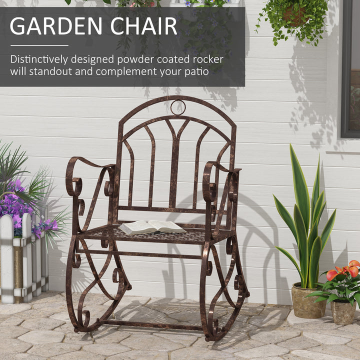 Metal Single Chair 1 Seater Garden Outdoor Rocking Chair Vintage Style Bronze