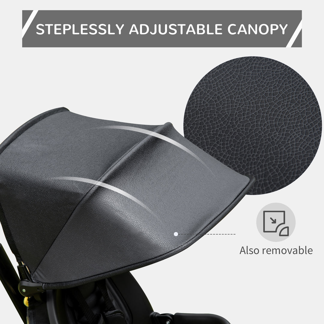 4 in 1 Baby Tricycle Toddler Stroller Foldable Pedal Tricycle w/ Reversible Angle Adjustable Seat Removable for 1-5 Years - Black