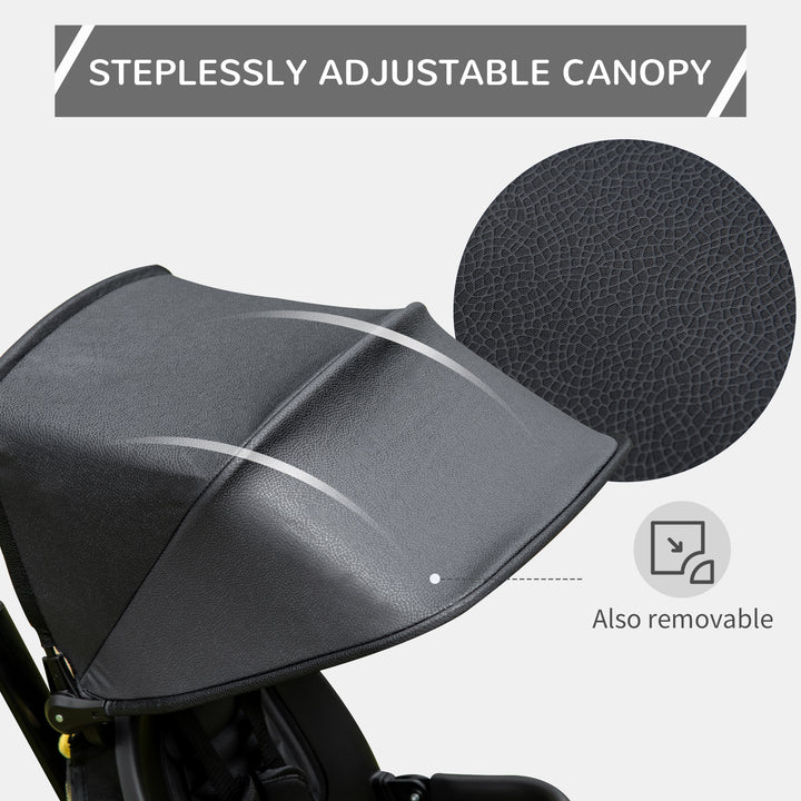 4 in 1 Baby Tricycle Toddler Stroller Foldable Pedal Tricycle w/ Reversible Angle Adjustable Seat Removable for 1-5 Years - Black