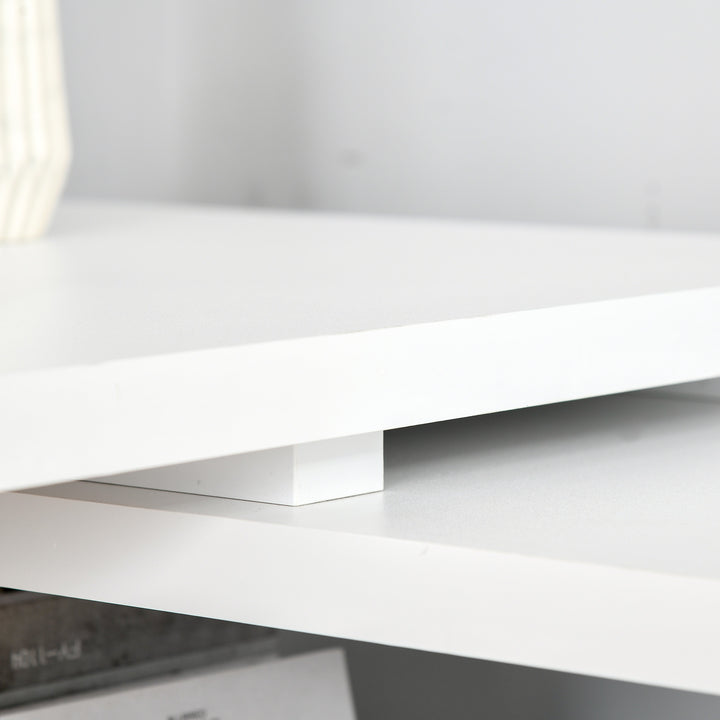 L-Shaped Computer Desk Home Office Corner Desk Study Workstation Table with Storage Shelves and Drawers, White