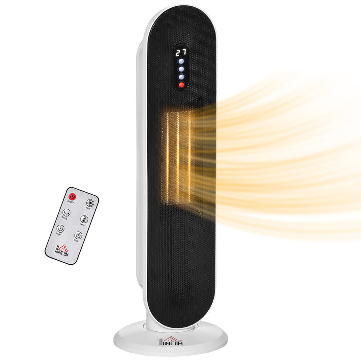 HOMCOM Ceramic Space Heater, Indoor Tower Heater with 45 Degree Oscillation, Remote Control, 24H Timer, Tip-Over & Overheating Protection, 1200W/2000W