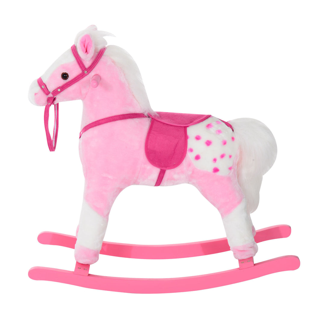 Childrens Plush Rocking Horse with Sound-Pink