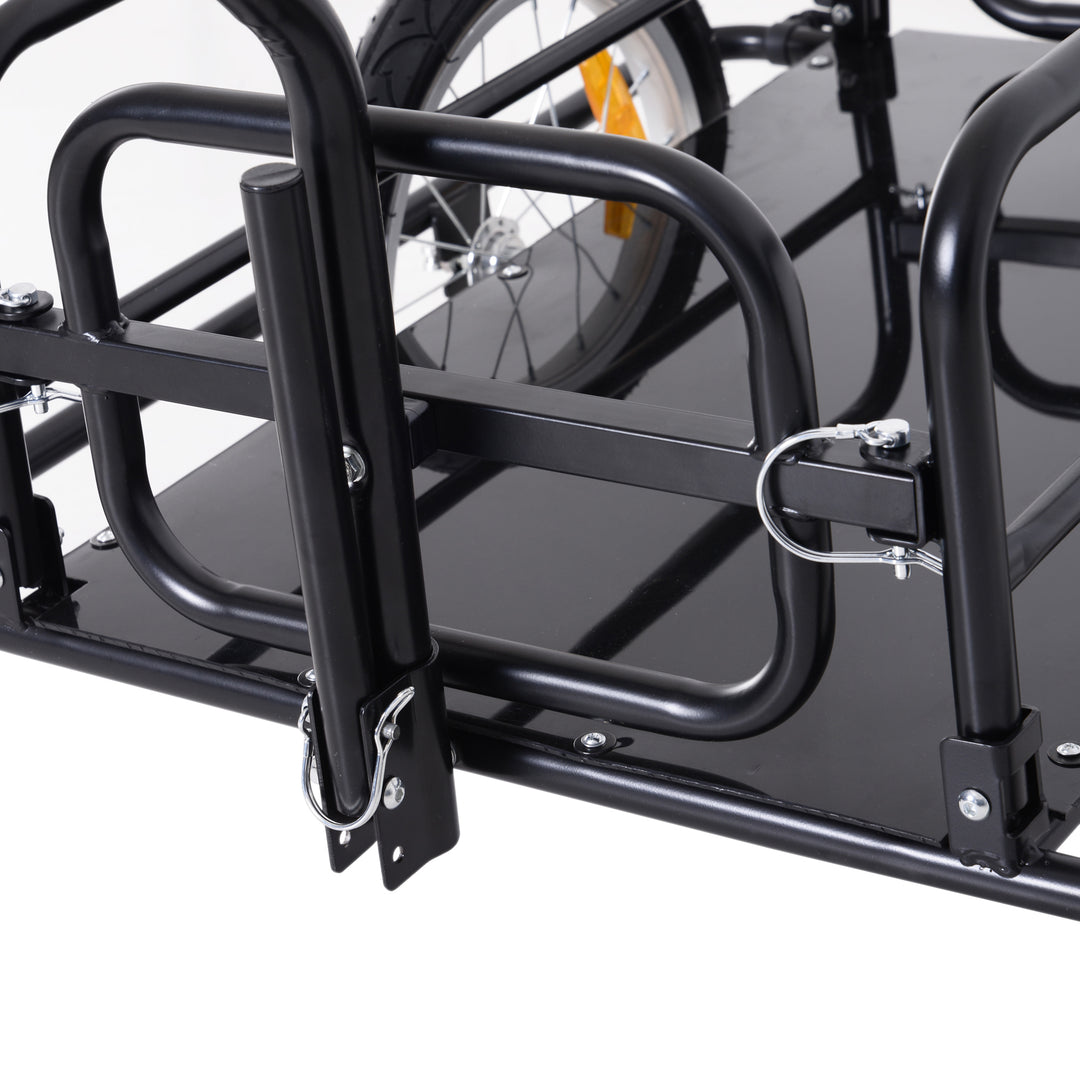 Bike Cargo Trailer Bicycle Storage Carrier Transport Steel Black