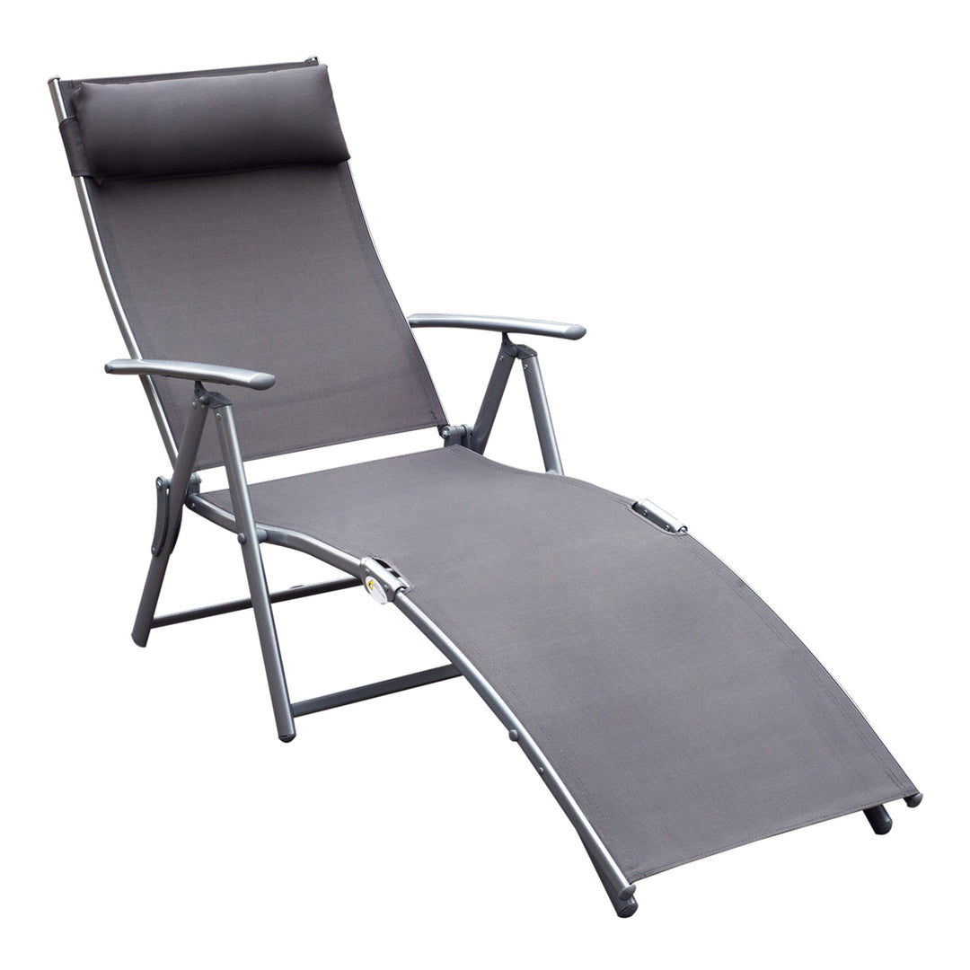 Texteline Sun Lounger Recliner Chair Patio Foldable Garden 5 Levels Grey