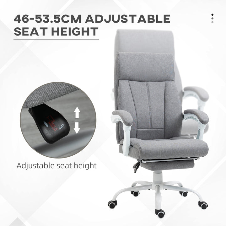 Office Chair, Fabric Reclining Desk Chair with Foot Rest-Grey