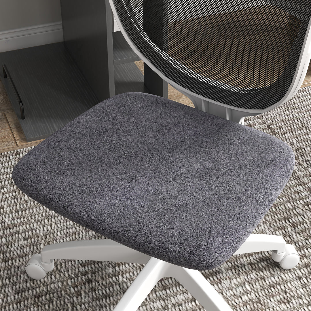 Armless Desk Chair w/ Height Adjustable and Swivel Wheels, Grey