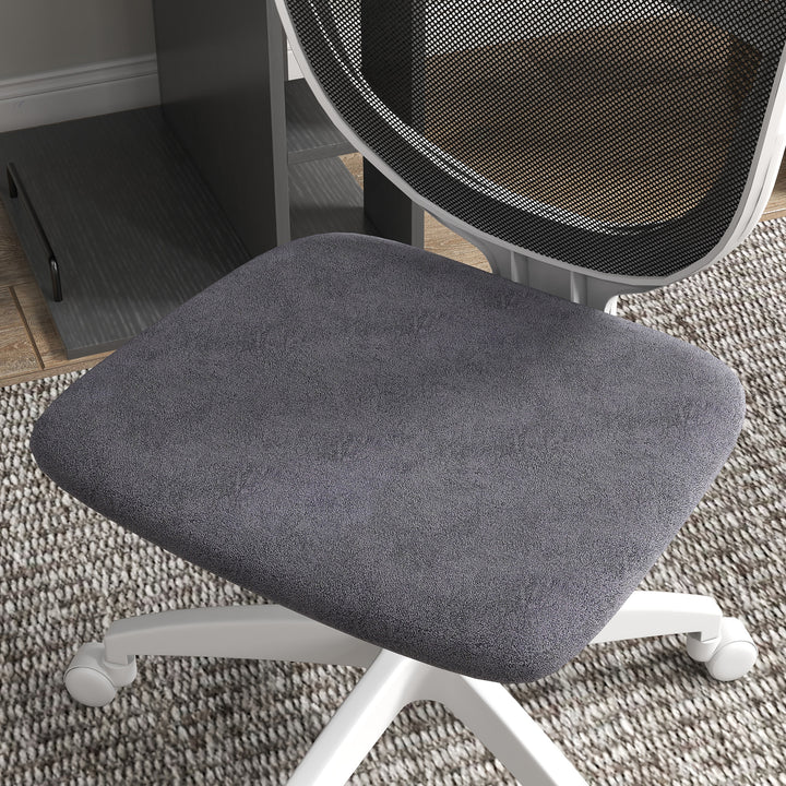 Armless Desk Chair w/ Height Adjustable and Swivel Wheels, Grey