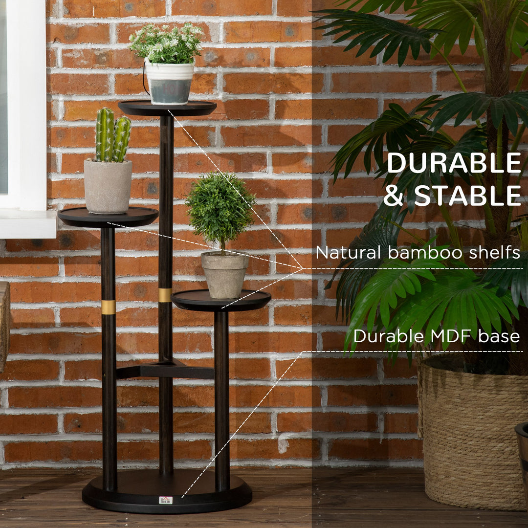 3-Tier Plant Stand, Plant Shelf Rack,  Bamboo Display Stand, 46x46x86cm, Dark Walnut