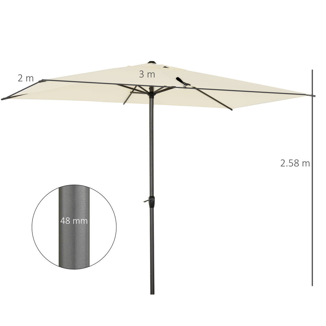 Outsunny 3 x 2M Sun Parasols Umbrellas Garden Patio Tilt Sun Shade Outdoor Canopy Crank Aluminium, Beige