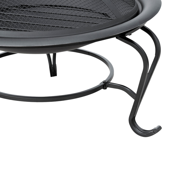 Outsunny Outdoor Fire Pit, 56 x 45H cm (Lid Included)-Black/Blue