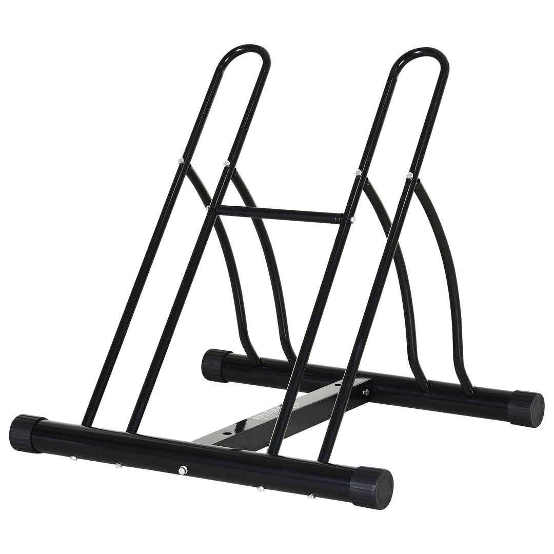 HOMCOM Steel Double-Sided Indoor Bike Rack Black