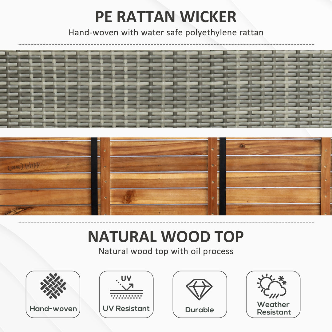 Patio Wicker Storage Bench Box, Outdoor Garden PE Rattan Pool Tool Storage - Grey
