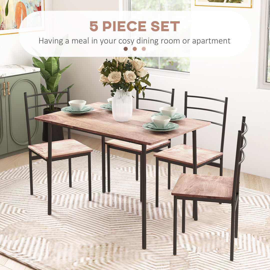 5 Piece Dining Table and Chairs Set 4, Dining Room Sets, Steel Frame Space Saving Table and 4 Chairs for Compact Kitchens