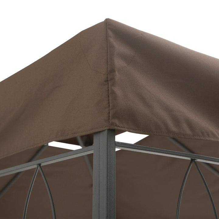Outsunny 3x4m Gazebo Replacement Roof Canopy 2 Tier Top UV Cover Garden Patio Outdoor Sun Awning Shelters Brown (TOP ONLY)