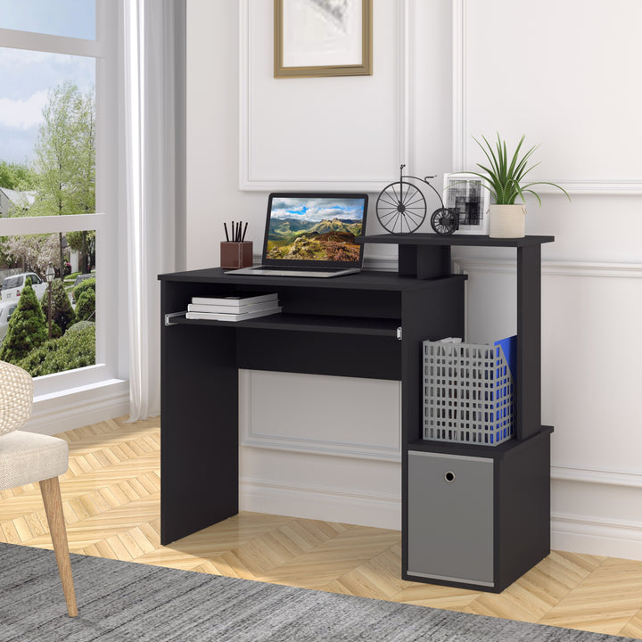 Computer PC Desk with Sliding Keyboard Tray Storage Drawer Shelf Home Office Workstation Gaming Study Wooden Black