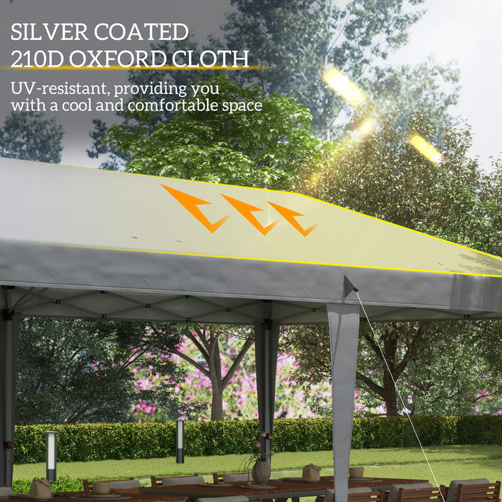 3 x 6 m Pop Up Gazebo, Foldable Canopy Tent, Height Adjustable Wedding Awning Canopy w/ Carrying Bag, Grey