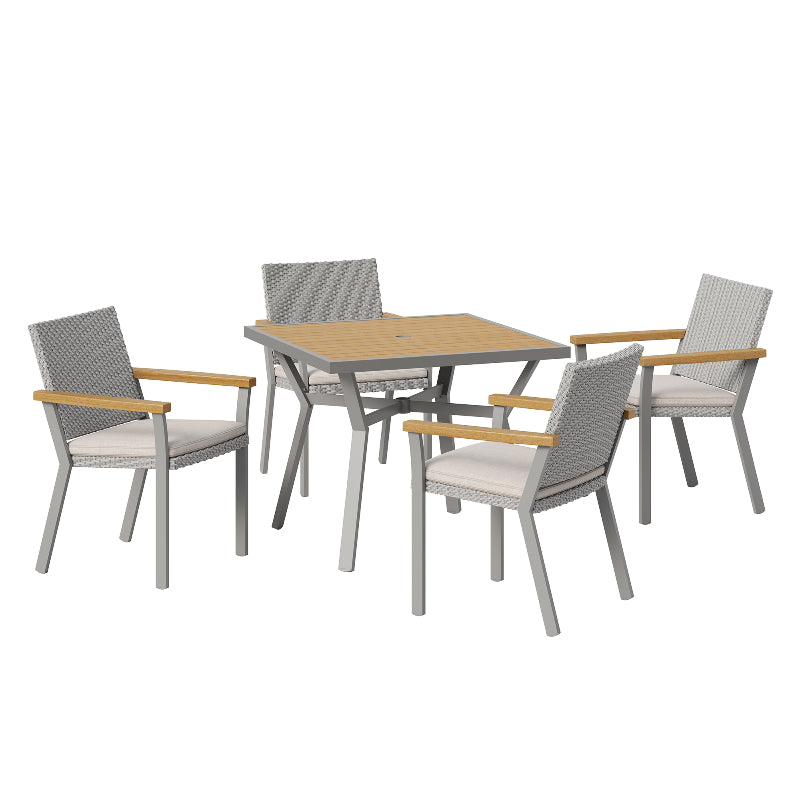 Sencillo Collection - 5 Piece Patio Furniture Set, 4 Dining Chairs, 1 Dining Table