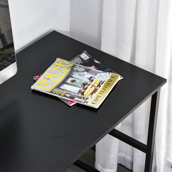 Computer Desk w/ Storage Shelf Adjustable Feet Metal Frame Home Office Laptop Study Writing Workstation Table Black