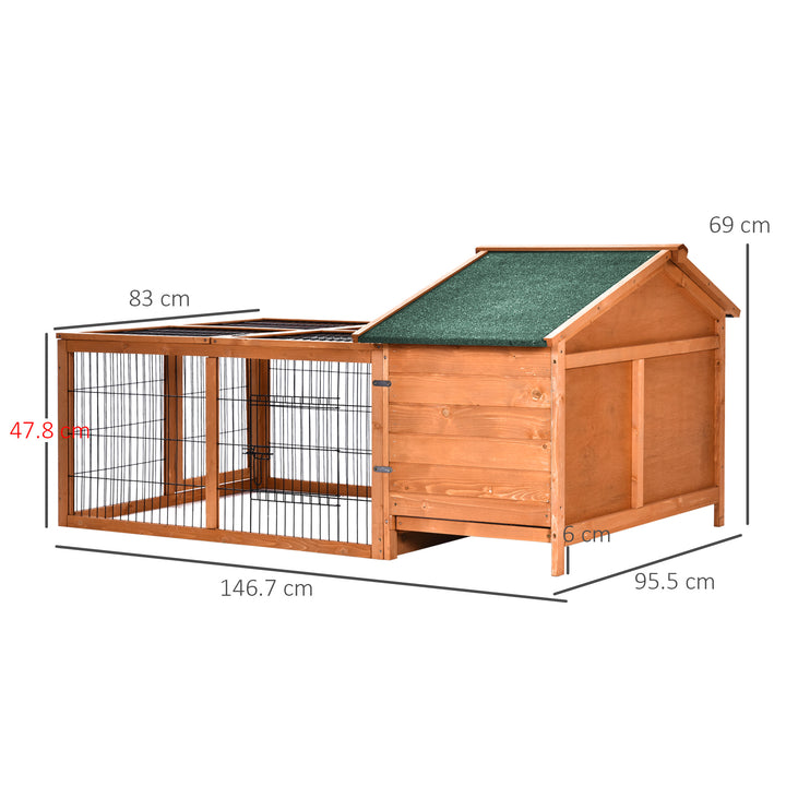 Wooden Guinea Pigs Hutches Detachable Rabbit Cage Pet House with Openable Run &amp; Roof Slide-out Tray
