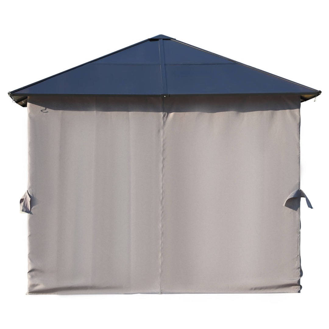 3 x 3(m) Hardtop Gazebo Canopy with Polycarbonate Roof, Steel & Aluminium Frame, Garden Pavilion with Mosquito Netting and Curtains, Black