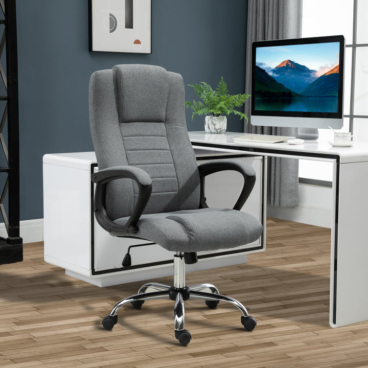 High Back Office Chair 360° Swivel Chair Adjustable Height Tilt Function Linen Deep Grey 62W x 62D x 110-119H cm